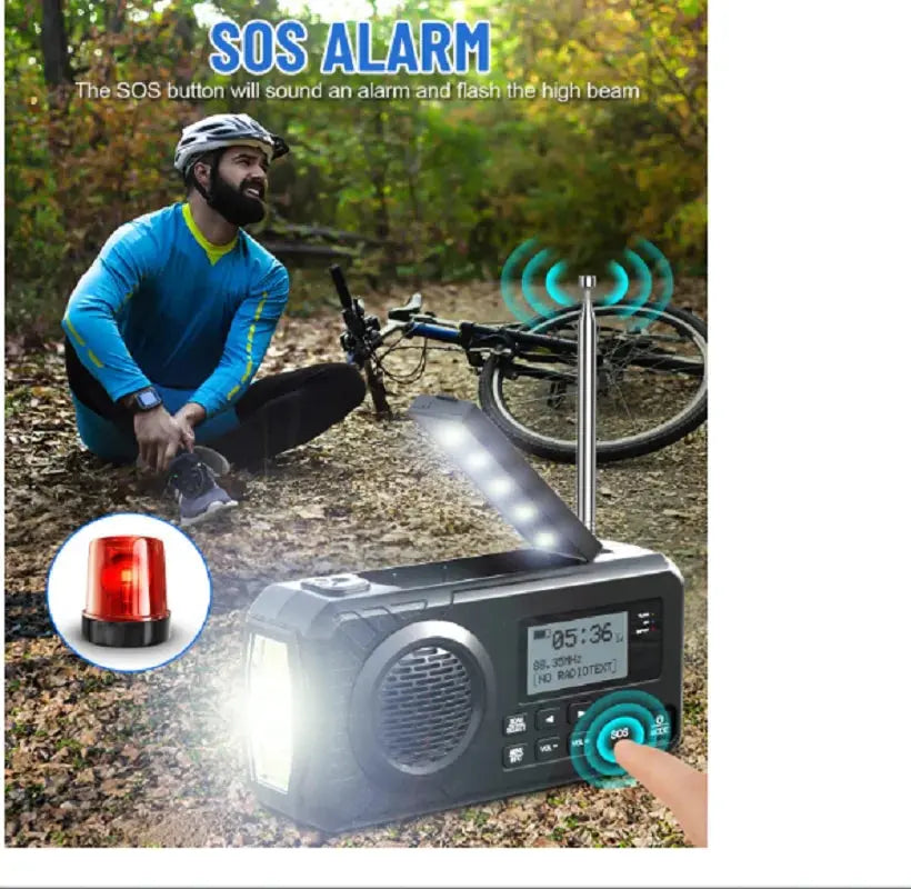 DAB+ Portable Hand Crank Radio Emergency Radio Solar Emergency Radio with BT FM SOS Alarm 5000 mAh Power Bank and Reading Lamp - Suncollections