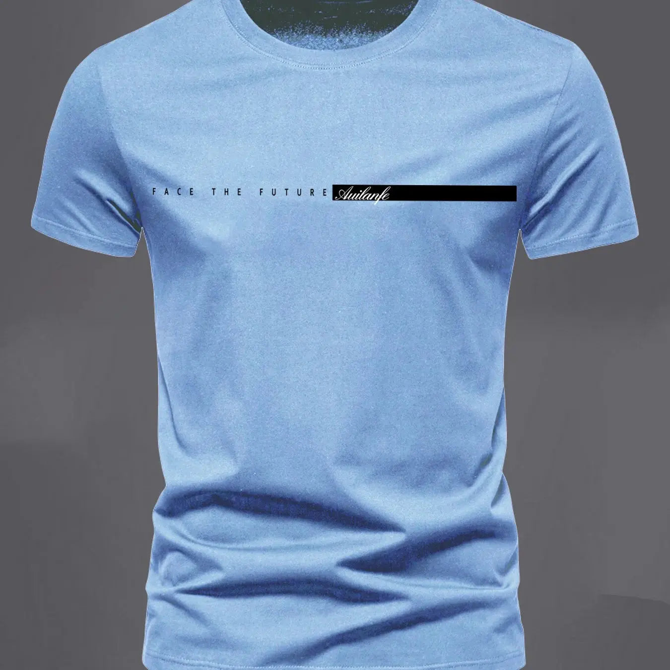 Summer men's 100% pure cotton casual sports loose oversized simple letter pattern printed round neck short sleeved T-shirt top - Suncollections