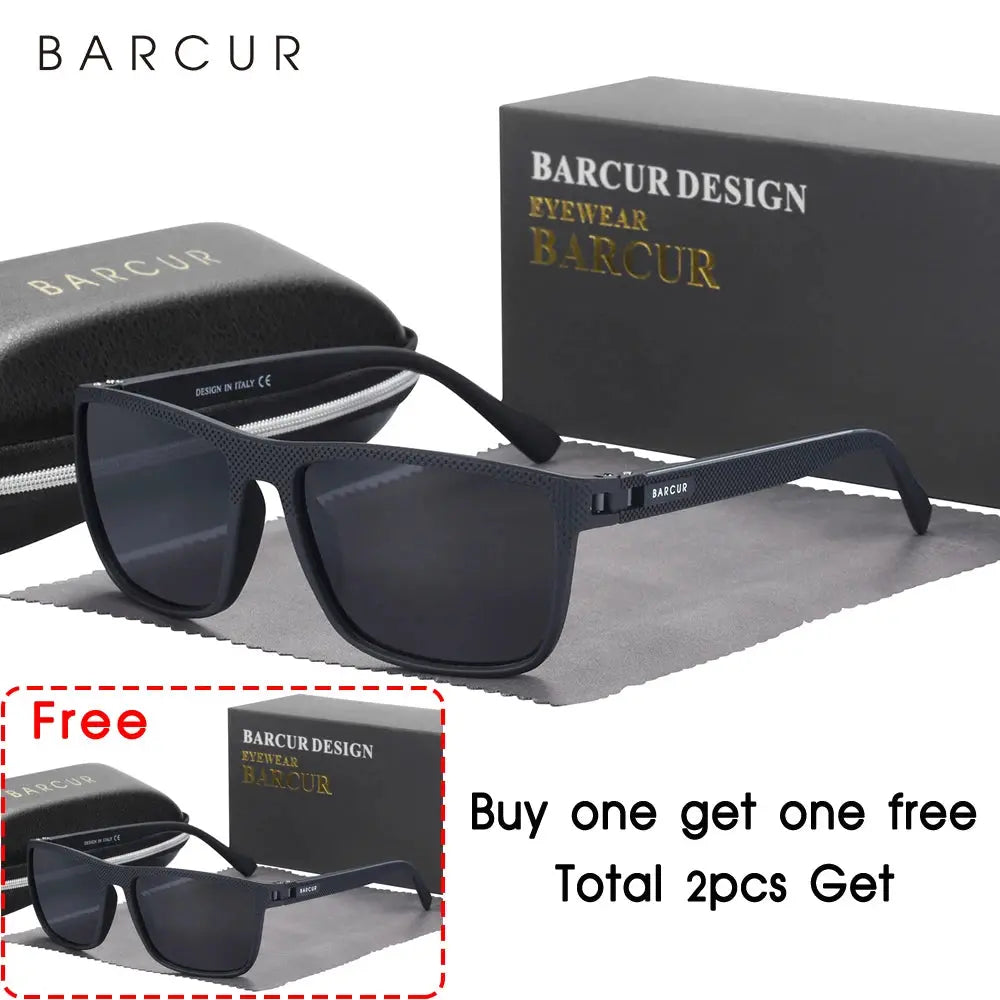 BARCUR Design TR90 Sunglasses Men Polarized Light Weight Sports Sun Glasses Women Eyewear Accessory Oculos UVAB Protection - Suncollections