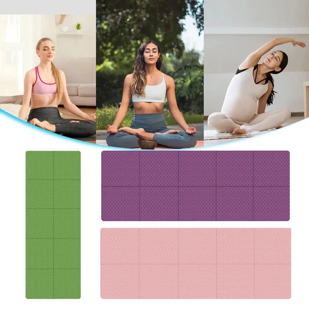 Foldable Yoga Mat 4mm Thick TPE Gym Mat Anti-Slip Yoga Mat Pilates Double Sided Multifunction Exercise Mat Yoga Pilates Workout - Suncollections