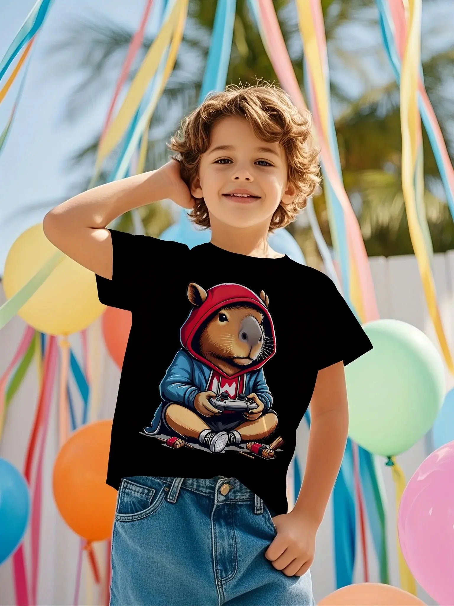Cute Capybara Graphic Children's Clothing Boys Tshirt Summer Short Sleeve Casual Daily Kids Girls Clothes T-Shirt O-Neck Tops - Suncollections