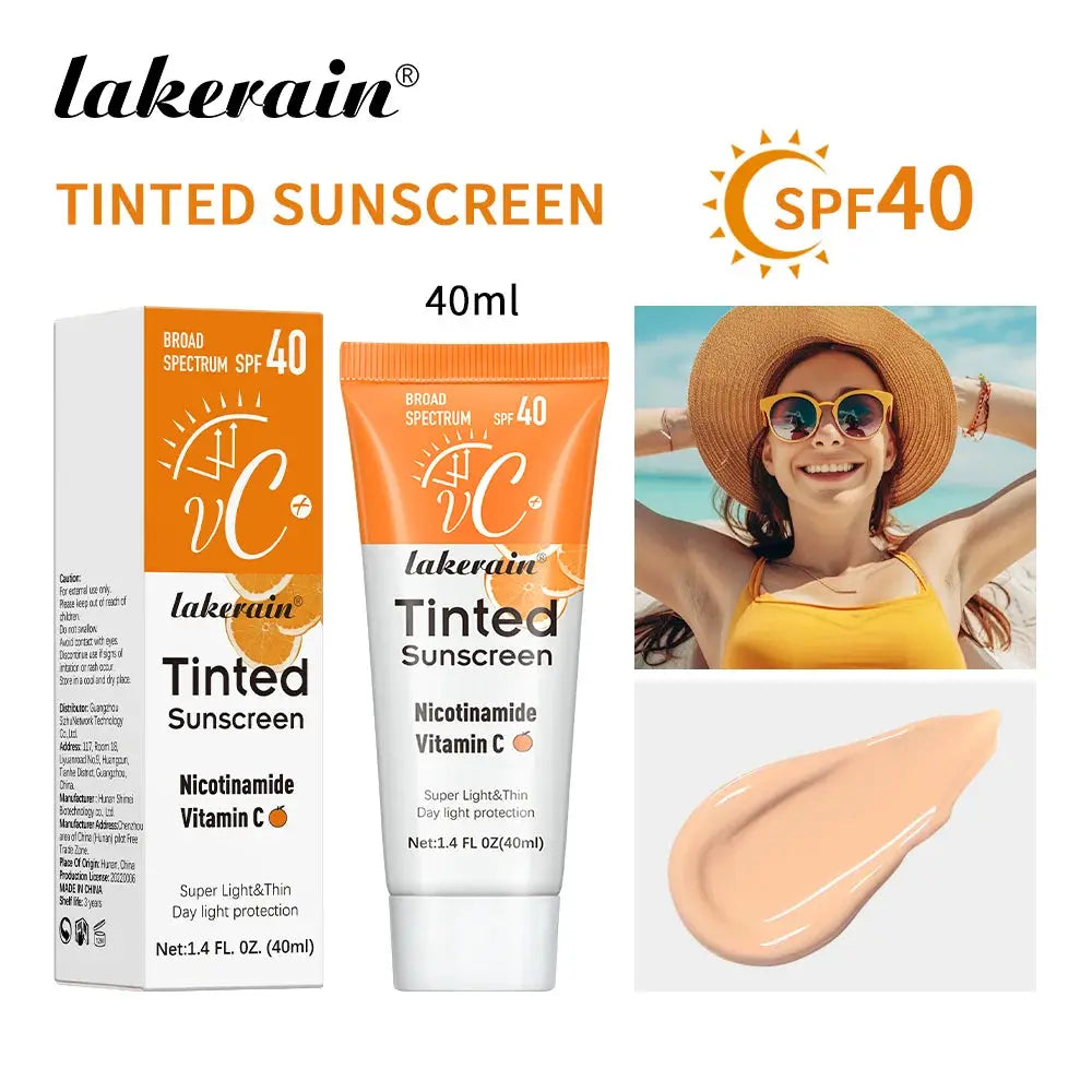 Vitamin C Tinted Sunscreen With SPF 40 Hydrating Mineral Sunscreen With Zinc Oxide & Titanium UV Protectio Dioxide Healthy Glow - Suncollections