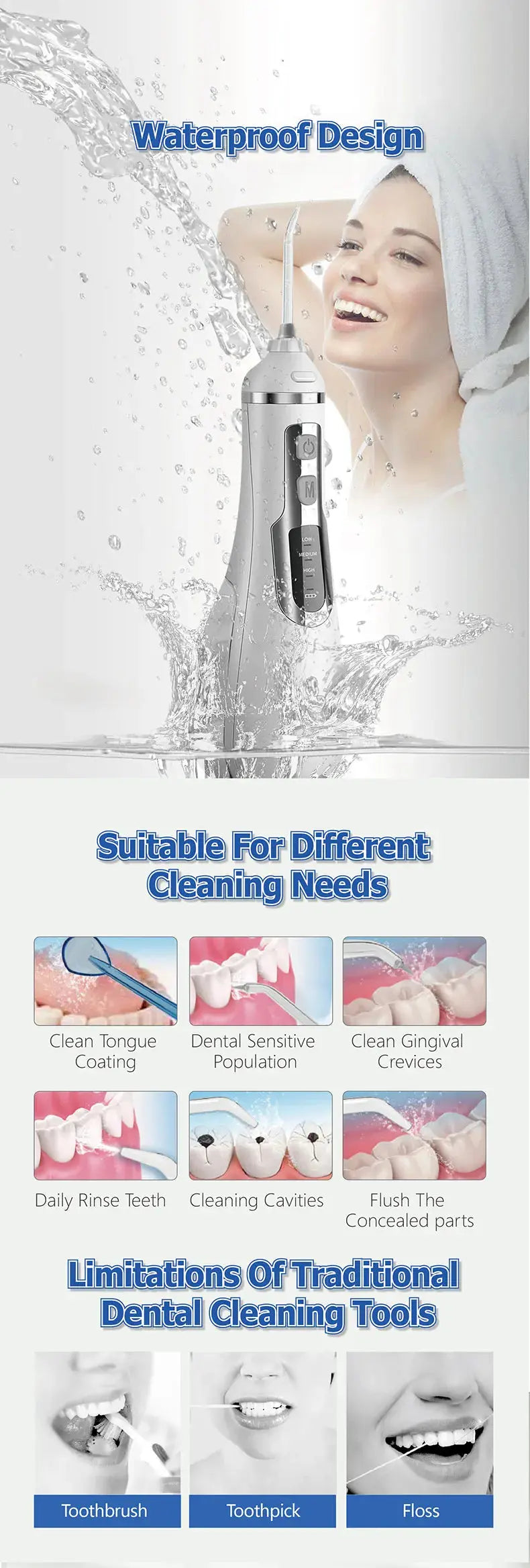Waterpulse V500 Portable Oral Irrigator Dental Water Jet Flosser - Suncollections