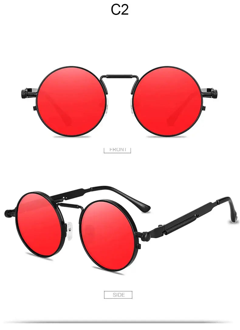 Retro Men Punk Style Sunglasses Colorful Round Metal Frame Women Fashion Sunglasses Uv400 2023 - Suncollections