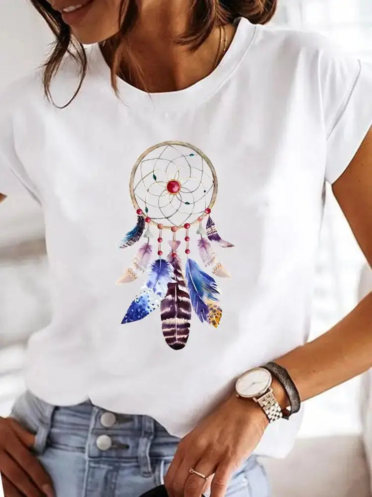 Women's Short-sleeved Explosive Insect Butterfly Dragonfly Print Round Neck T-shirt Women Clothes  Oversized T Shirt  Harajuku - Suncollections