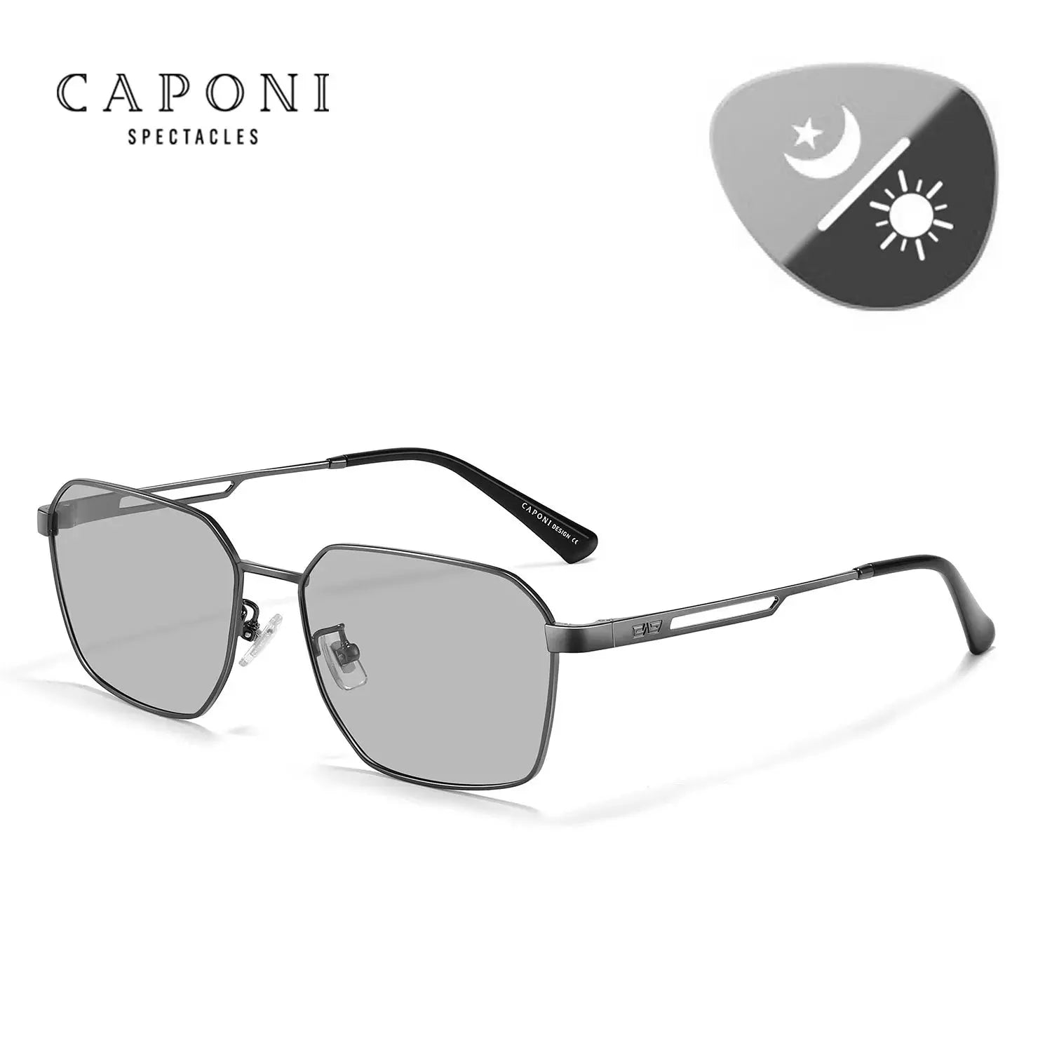 CAPONI Polarized Sunglasses Men Outdoor Brand Design Black Sun Glasses Driving UV400 Protect Photochromic Gray Glasses BS24708 - Suncollections