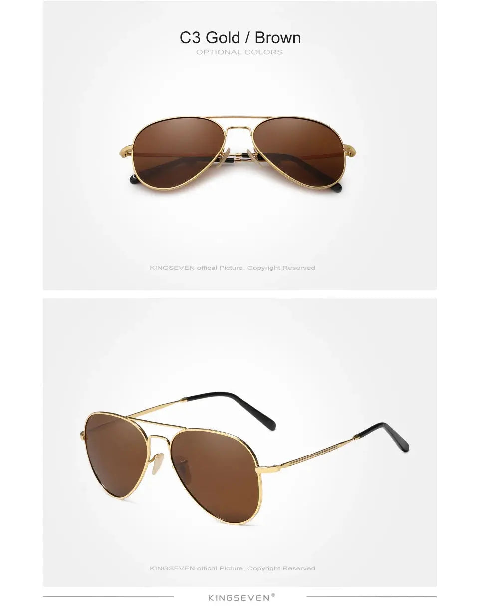 KINGSEVEN Pilot Alloy Men‘s Sunglasses Polarization UV400 Anti-reflection Full Frame Parsnip Glasses Women Retro Luxury Eyewear - Suncollections