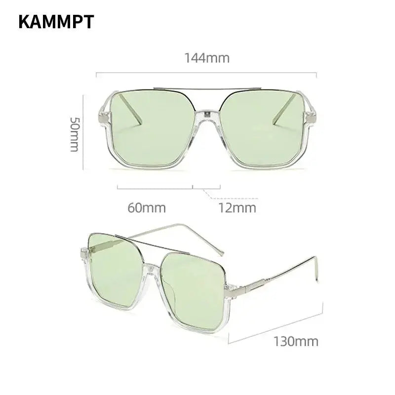 KAMMPT Retro Pilot Sunglasses Fashion Men Women Square Driving UV400 Shades New Trendy Original Brand Design Hiking Sun Glasses - Suncollections