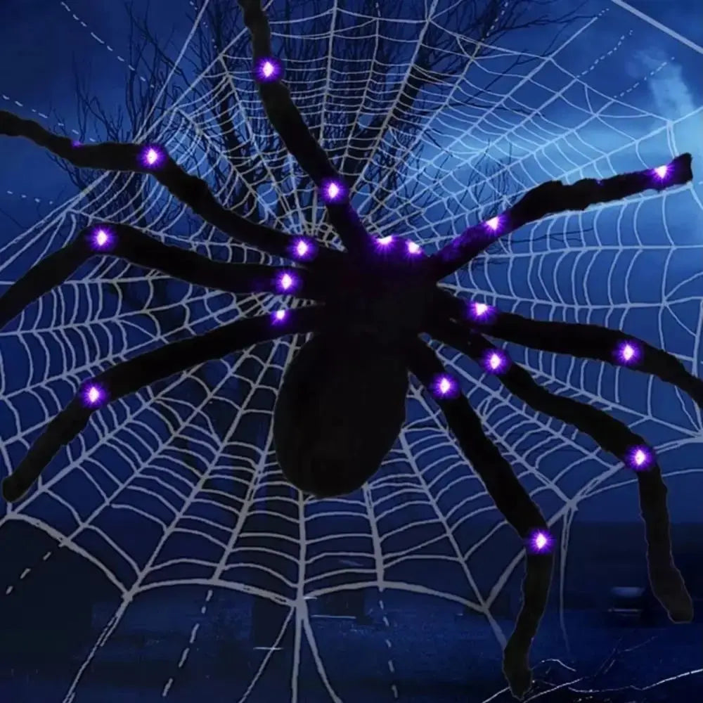 Practical 8 Modes Halloween Spider Web Lights Glow 250 LEDs LED Spider Net Hanging 5m Scary Giant Spider Haunted House Suncollections