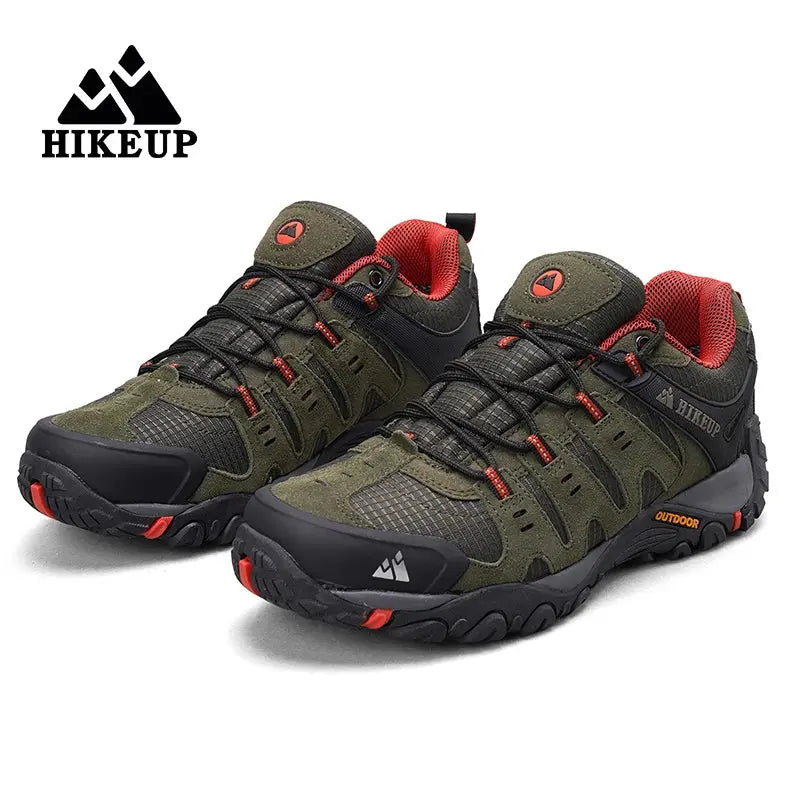HIKEUP Men's Hiking Shoes Suede Leather Outdoor Shoes Wear-resistant Men Trekking Walking Hunting Tactical Sneakers Suncollections