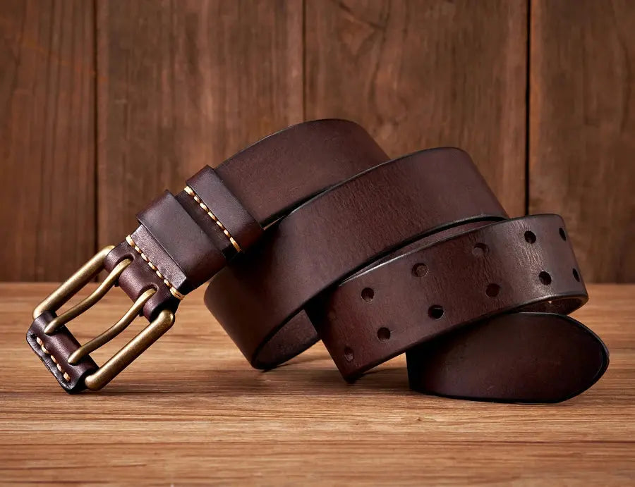 3.8cm Wide Vintage Men's Belt Cowhide Genuine - Suncollections