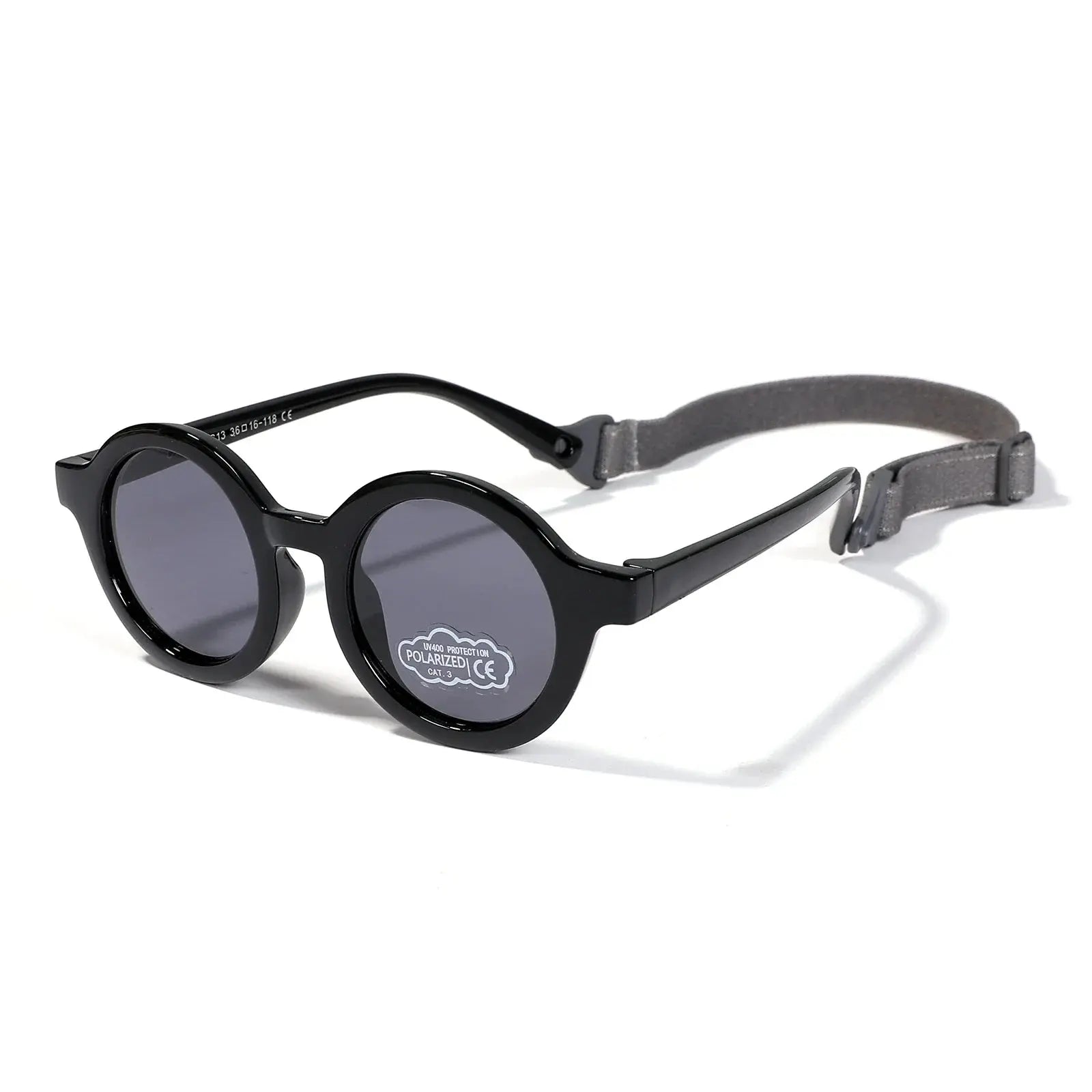 Baby Polarized Round Sunglasses Flexible Rubber Shades with Strap for Toddler Newborn Infant Ages 0-36 Months - Suncollections