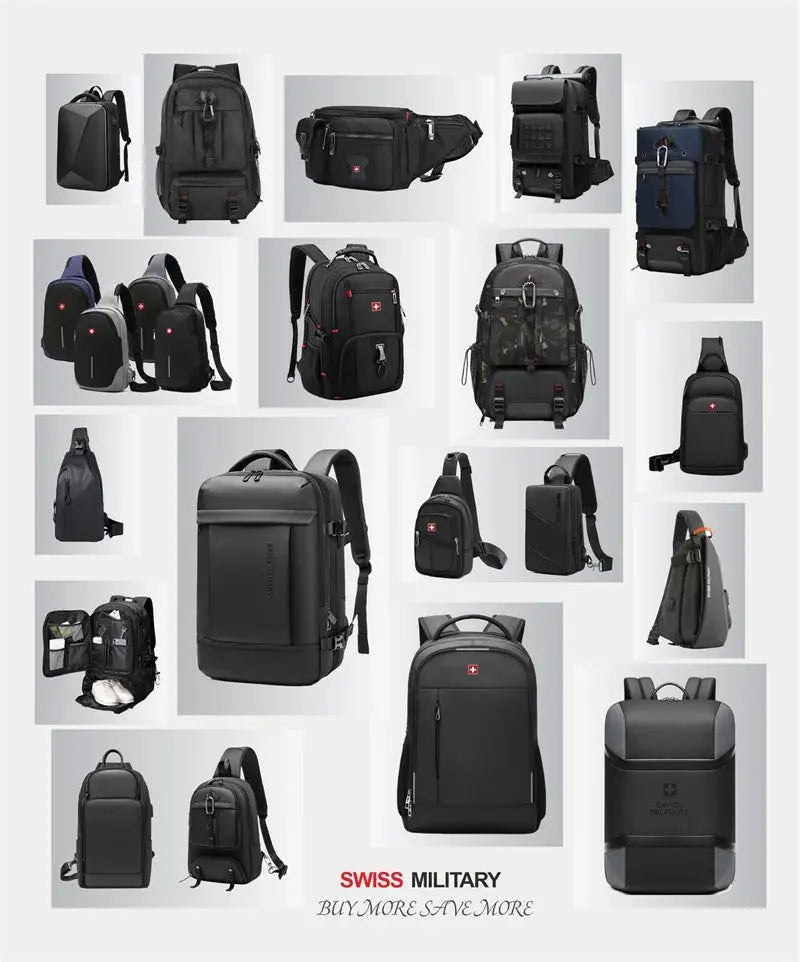Swiss Military Brand Laptop Backpack Anti-theft Waterproof Casual Backpack USB Charging Men Business Travel Bag Backpack Mochila - Suncollections