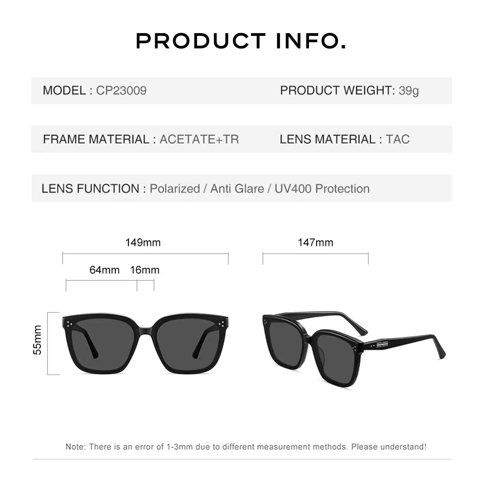 CAPONI HD Polarized Men Sunglasses Outdoor High Quality Acetate Driver Sun Glasses UV400 Protect Outdoor Square Shade CP23009 - Suncollections