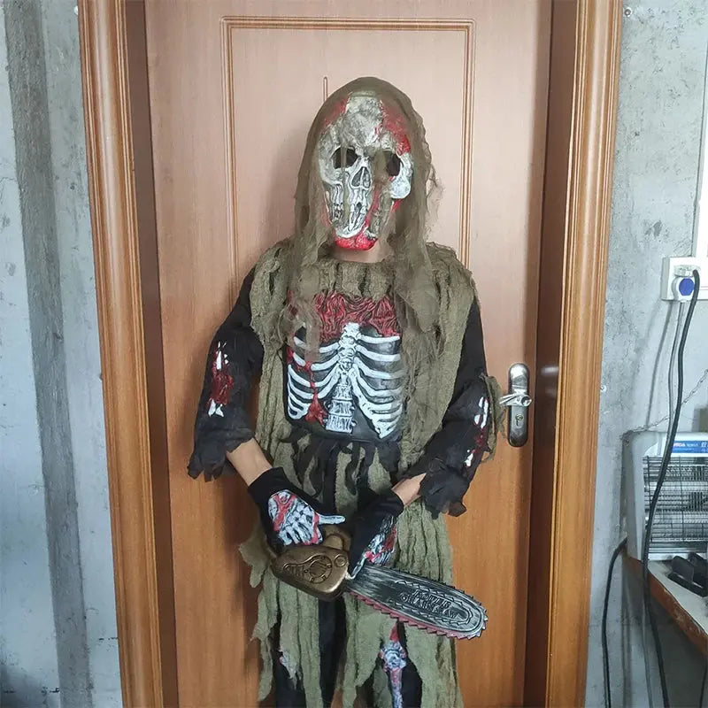 2025 New Arrival Scary Boy Burning Creepy Dead Halloween Fancy Dress Up Kids Skeleton Zombie Costume Suncollections