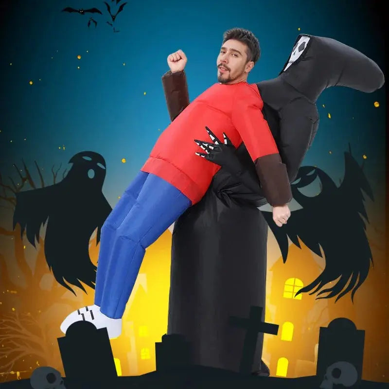 Inflatable Grim Reaper Costume Inflatable Grim Reaper Catching Jumpsuit Air Inflatable Fun Fancy Dress Halloween Cosplay Party Suncollections