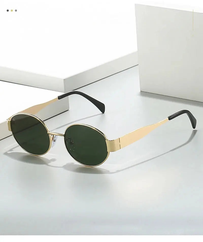 Retro Small Oval Sunglasses Men Women Luxury Metal Round Sun Glasses Male Classic Casual Driving Shades - Suncollections