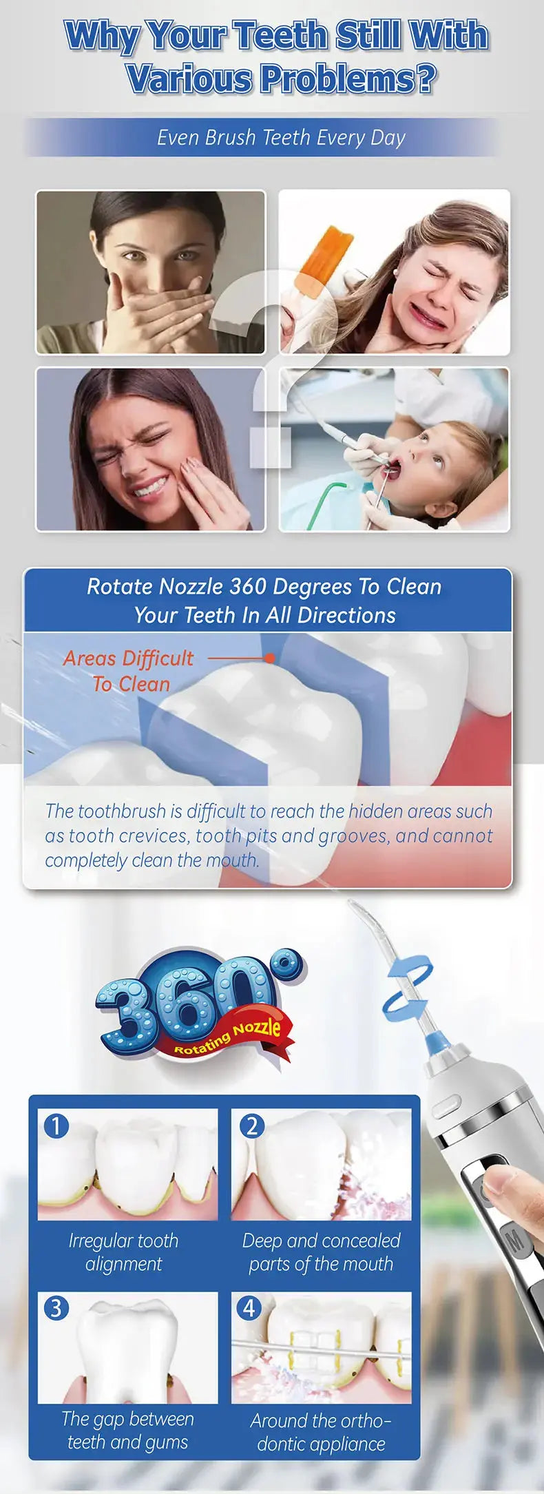 Waterpulse V500 Portable Oral Irrigator Dental Water Jet Flosser - Suncollections