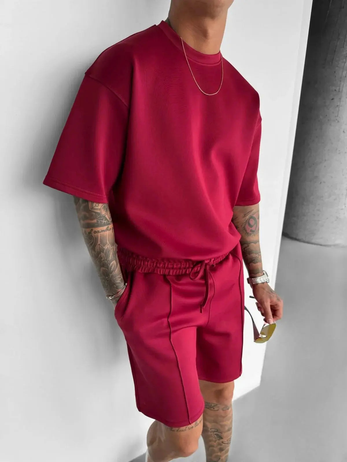 Men 2025 summer fashion sports design sense simple casual solid color quick drying short-sleeved T-shirt trend clothes - Suncollections