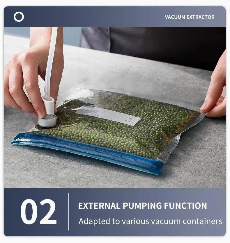 Electric Vacuum Sealer Built-in Cutter Kitchen Food Storage Seal Touch Button Dry/Wet Food Sealing Packaging Strips 10 Bags Suncollections