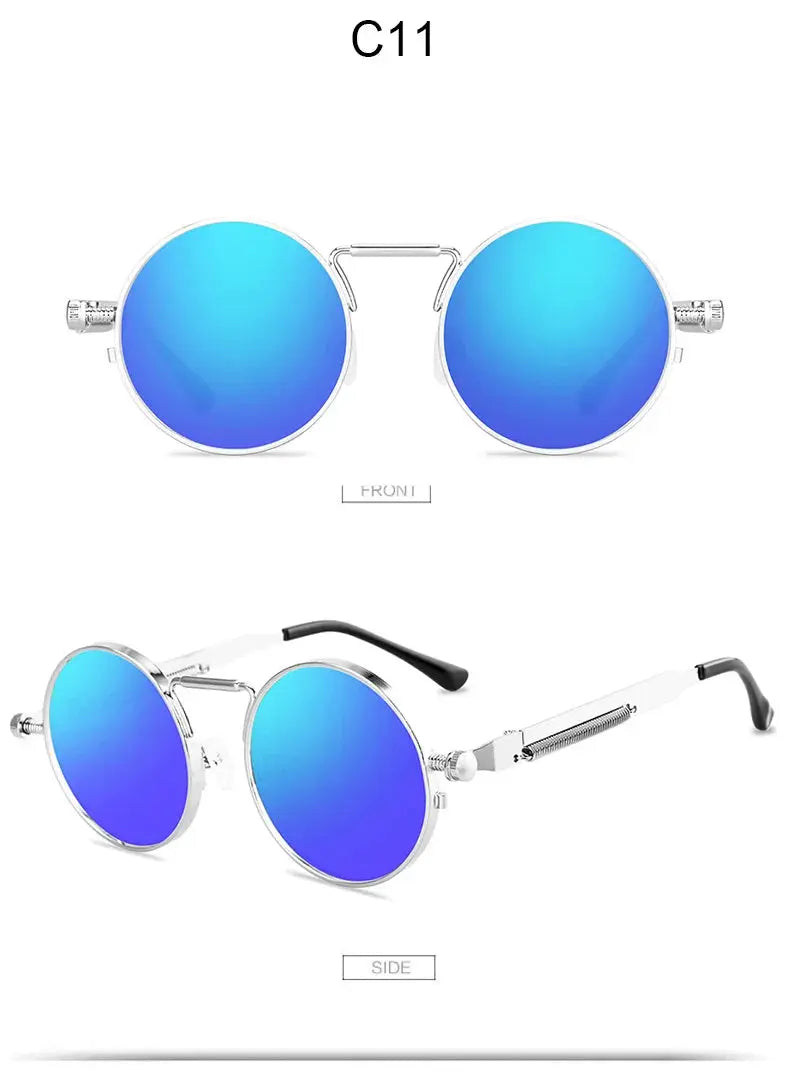 Retro Men Punk Style Sunglasses Colorful Round Metal Frame Women Fashion Sunglasses Uv400 2023 - Suncollections