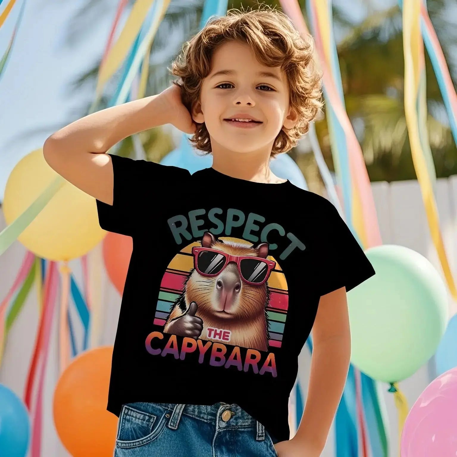 Cute Capybara Graphic Children's Clothing Boys Tshirt Summer Short Sleeve Casual Daily Kids Girls Clothes T-Shirt O-Neck Tops - Suncollections