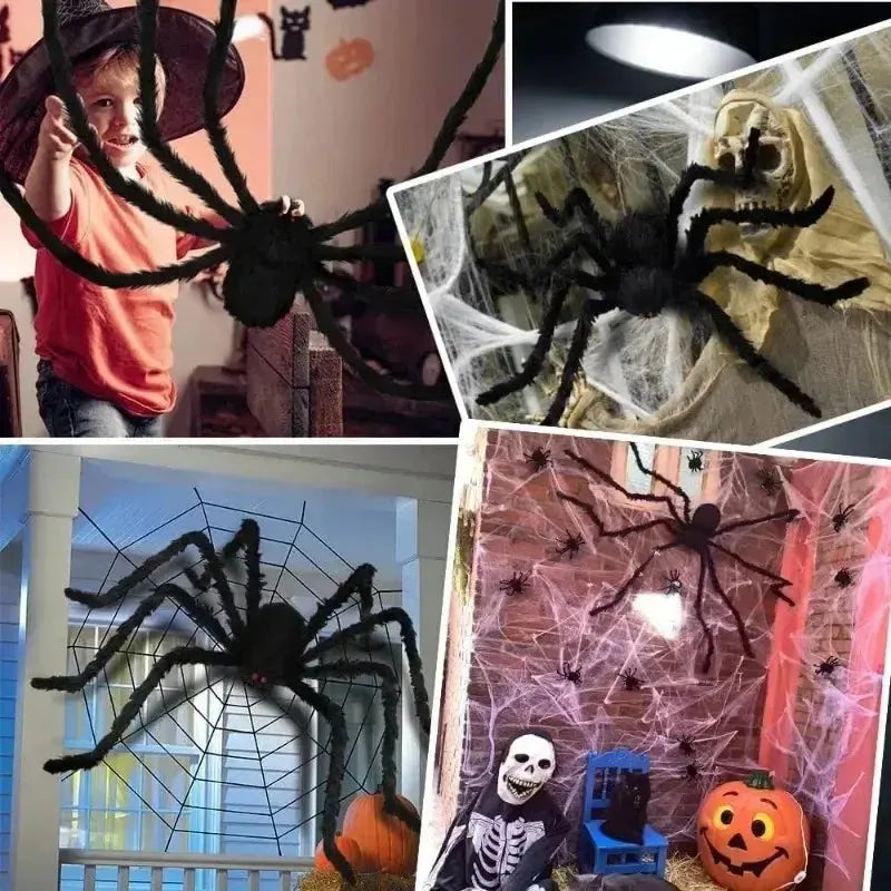 Halloween Big Plush Spider Horror Halloween Decoration Party Prop Outdoor Giant Spider Decor 30-200cm Chamber Prank Black Spider Suncollections