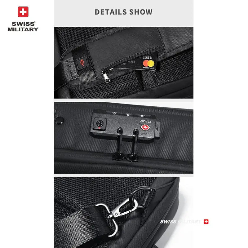 Swiss Military Brand Laptop Backpack Anti-theft Waterproof Casual Backpack USB Charging Men Business Travel Bag Backpack Mochila - Suncollections