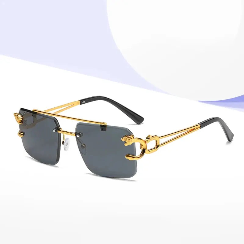 Rimless Square Fashion Fashion Double Bridge Sun Glasses Vintage Women Men Sunglasses - Suncollections