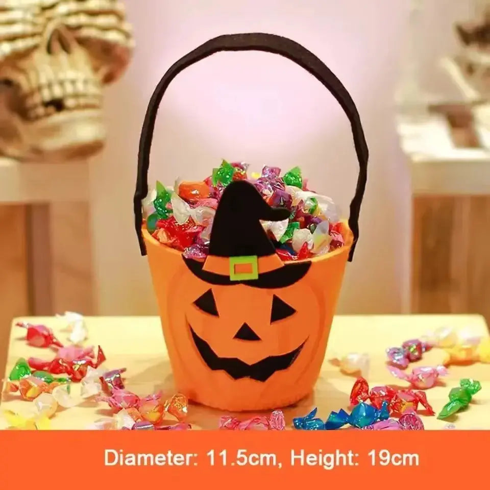 Halloween Theme Candy Bucket Bag Portable Candy Basket Kids Trick or Treat Bucket Halloween Party Decoration Supplies Suncollections