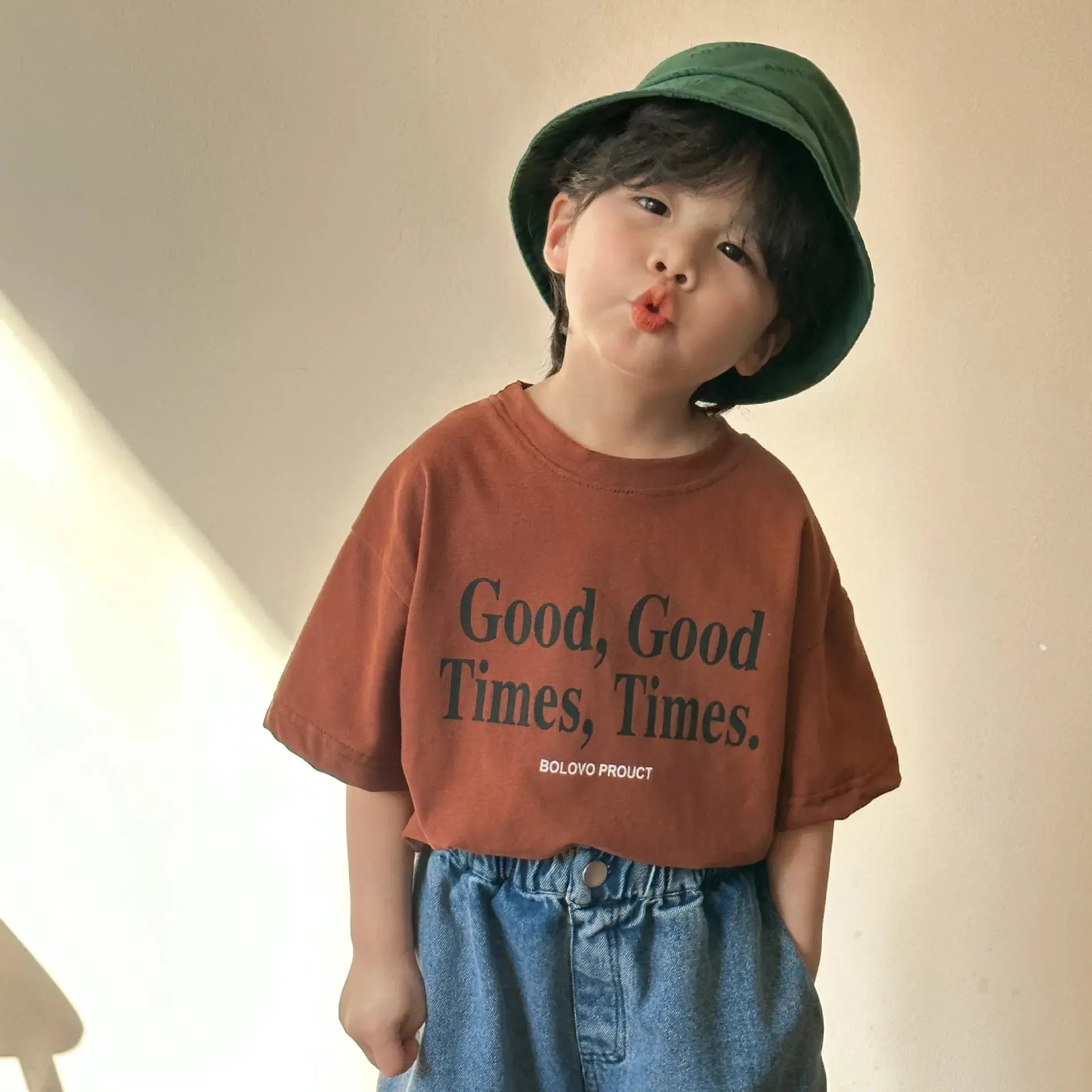2024 Summer Fashion Loose Girl Children Letter Print T-shirt Boy Baby Cotton Short Sleeve Tees Kid Casual Tops Toddler Clothes - Suncollections
