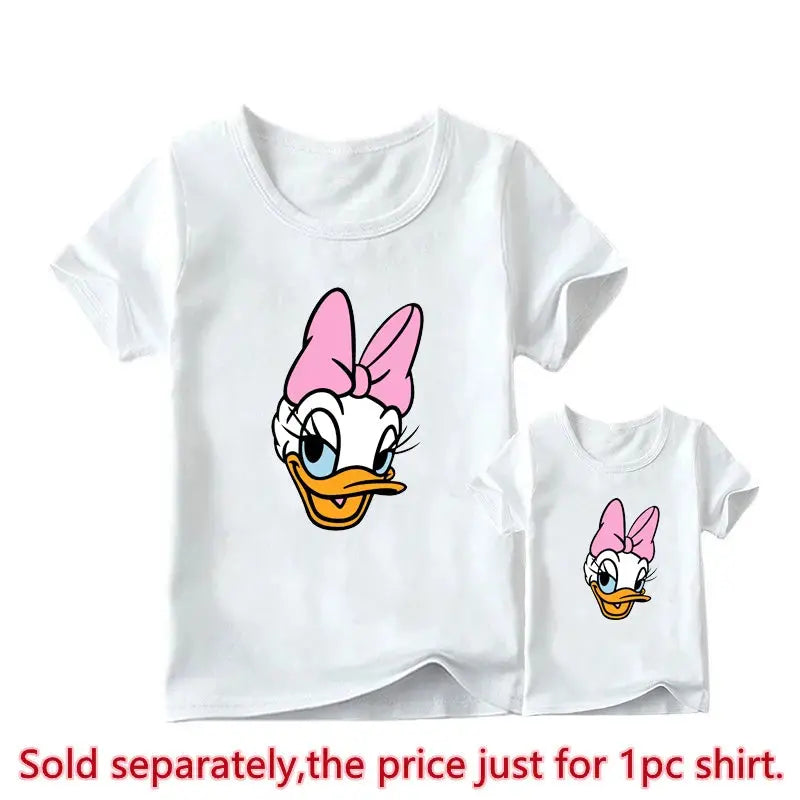 New Mother Kids Tshirts Funny Minnie Mouse Family Matching Outfits Summer White Short Sleeve Mother Daughter Matching Clothes - Suncollections