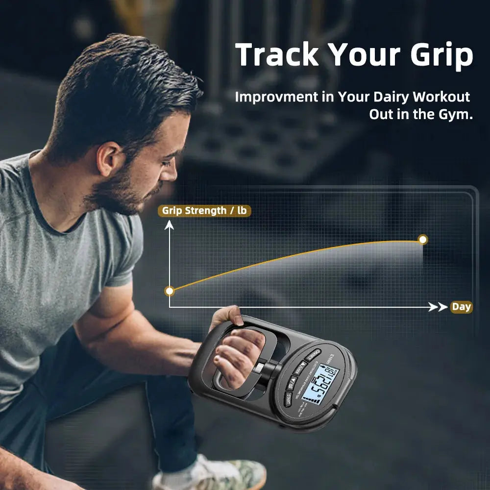 265 Lbs Digital Hand Dynamometer Grips Strength Trainer Electronic Tester Meter Gauge Measurer USB LCD Screen Sport Home School - Suncollections