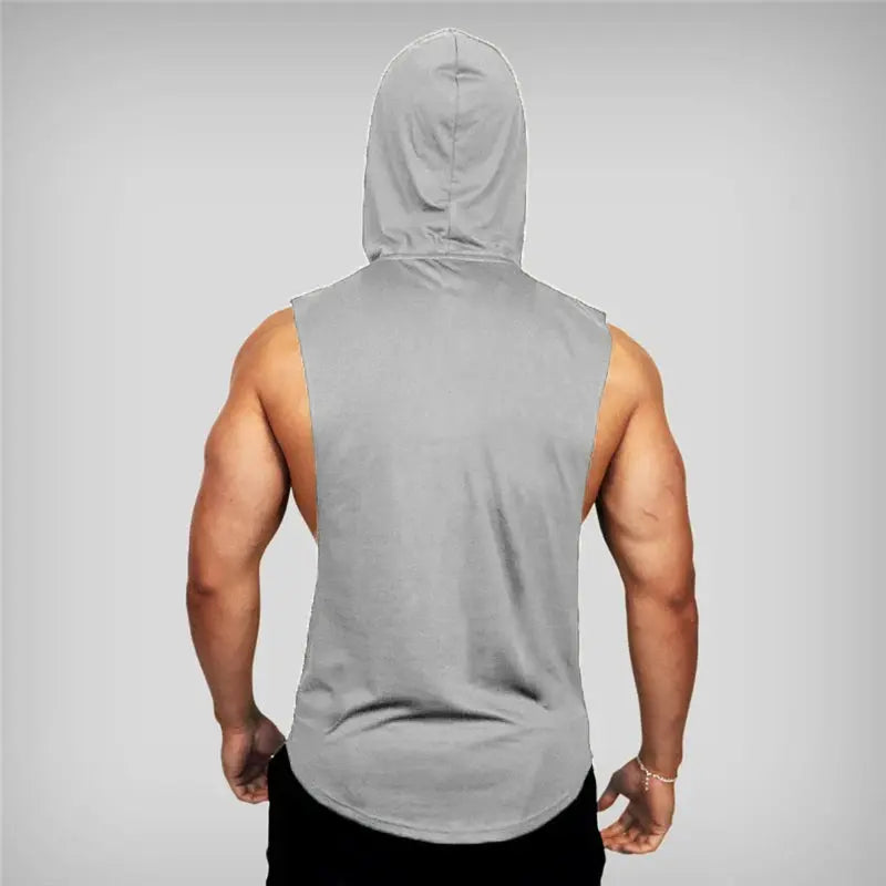 Mens Bodybuilding Sleeveless Hooded Shirts Summer Breathable Loose Cotton Hip Hop Tank Tops Gym Workout Fitness Muscle Hoodie Suncollections