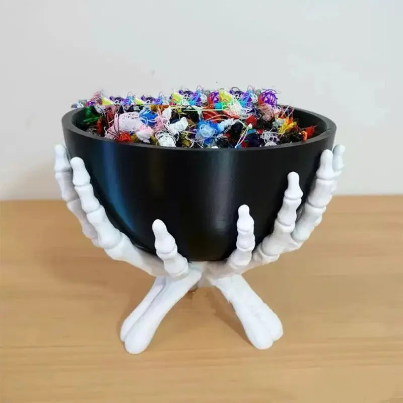 Halloween Candy Bowl Gothic Skeleton Hands Candy Storage Holder Multifunctional Halloween Organizer Holder Scary Home Decoration Suncollections