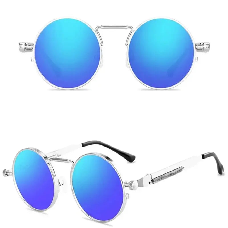 Retro Men Punk Style Sunglasses Colorful Round Metal Frame Women Fashion Sunglasses Uv400 2023 - Suncollections