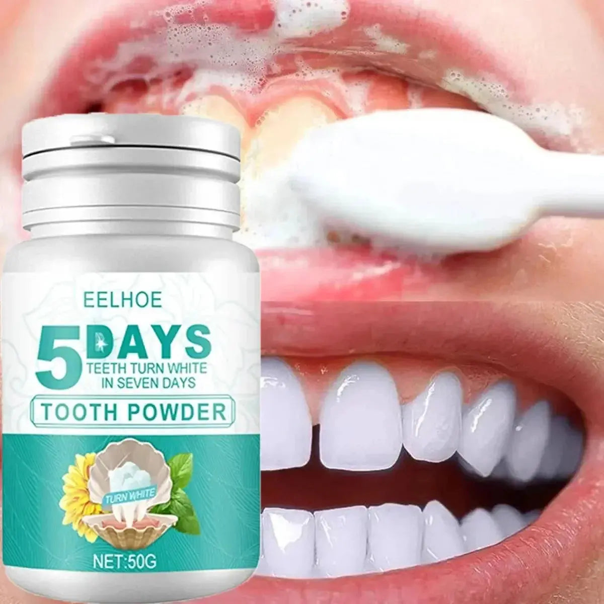 5 Days Teeth Whitening Toothpaste Remove Plaque Stains Powder Deep Cleaning Oral Hygiene Fresh Breath Brightening Tooth Care 50g - Suncollections