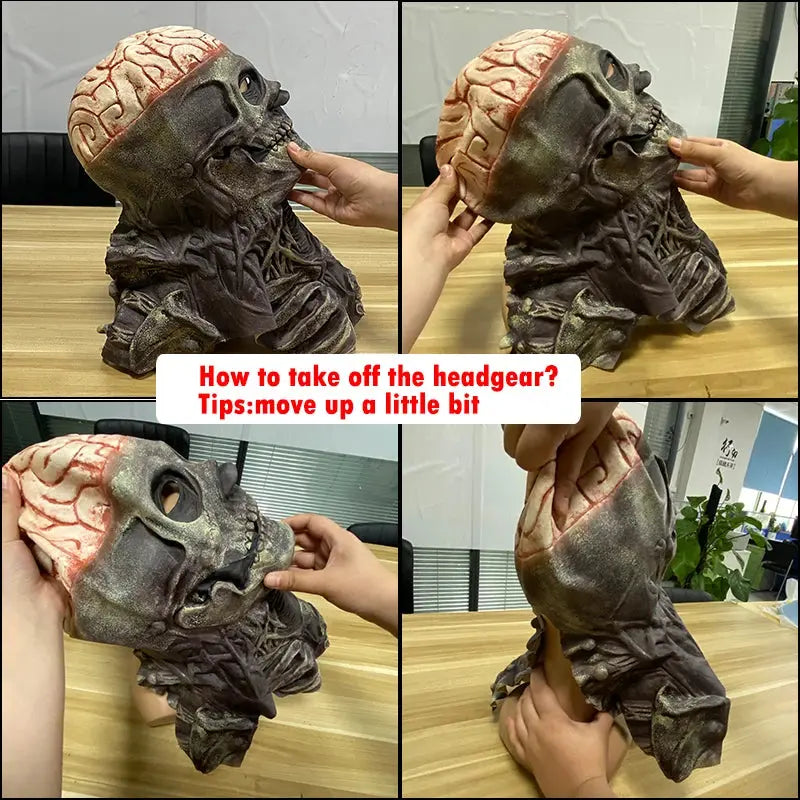 Full Head Skeleton Headgear Halloween Scary Mask Head Realistic Latex Mask for Cosplay horror Party Costume haunted house props Suncollections