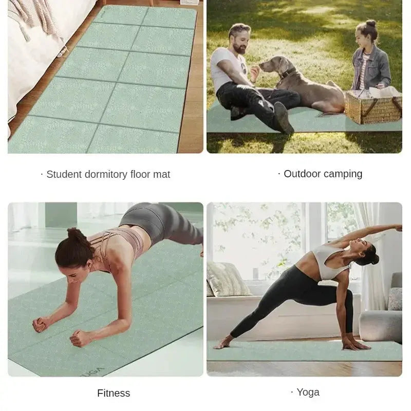 Foldable Yoga Mat Eco Friendly TPE Folding Travel Fitness Exercise Mat Double Sided Non-slip for Yoga - Suncollections
