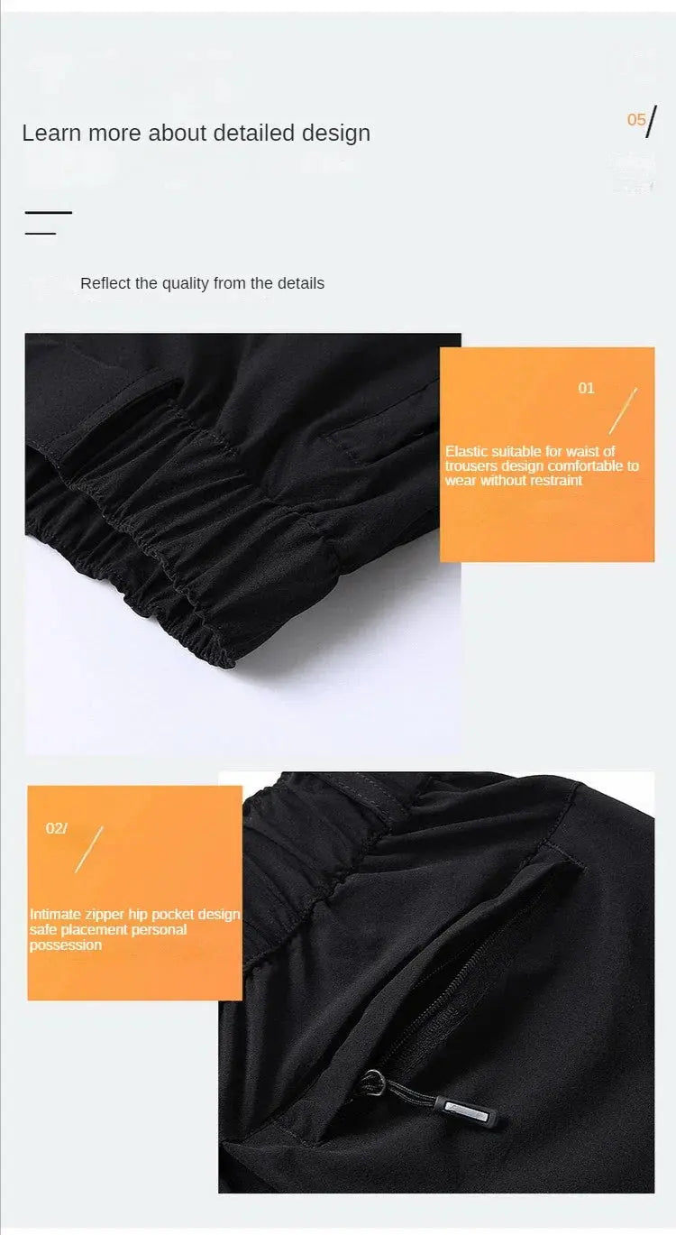 Ice Silk Men's Summer Pants Elastic Waist Straight Leg Trouser Male Quick Dry Big Size Large Plus Stretch 6XL 7XL Work Outdoor Suncollections