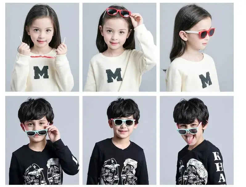 Kids Silicone Round Sunglasses Classic UV400 Eyewear for Boys Girls Computer Goggles Children Sunglasses UV Protection Eyewear - Suncollections