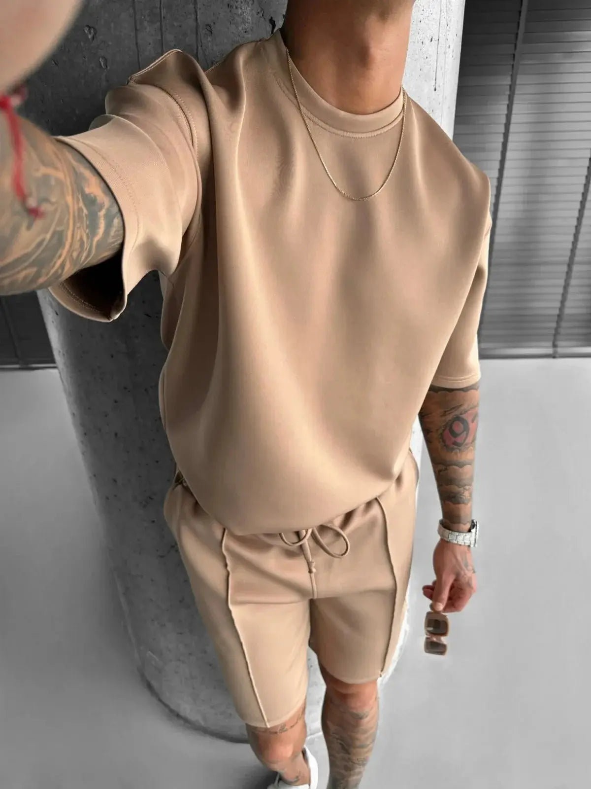 Men 2025 summer fashion sports design sense simple casual solid color quick drying short-sleeved T-shirt trend clothes - Suncollections