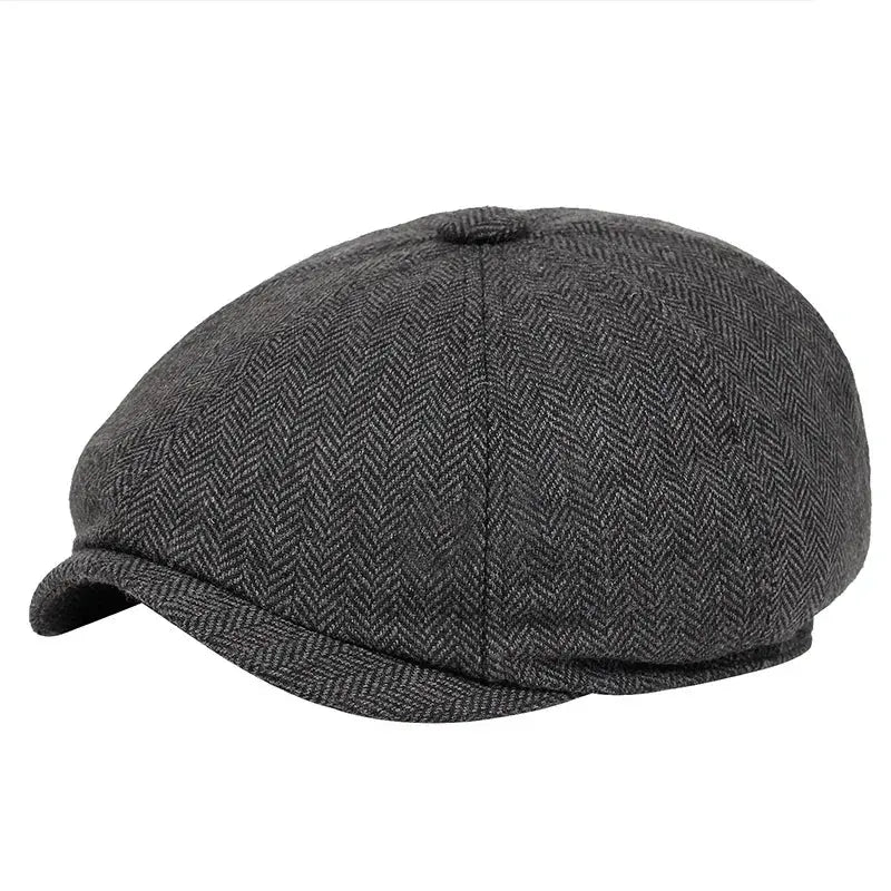 Men Newsboy Hats Peaky Autumn Vintage Herringbone Octagon Cap Women Casual Stripe Berets Gatsby Flat Hat - Suncollections