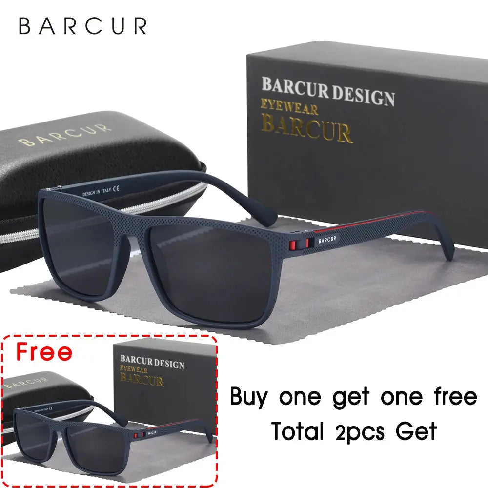 BARCUR Design TR90 Sunglasses Men Polarized Light Weight Sports Sun Glasses Women Eyewear Accessory Oculos UVAB Protection - Suncollections