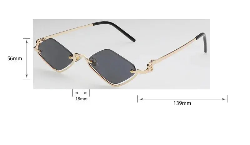 Fashion Small Polygonal Sunglasses Women Luxury Brand Metal Half Frame Sun Glasses Ladies Hipster sexy Cat Eye Shades Vintage - Suncollections