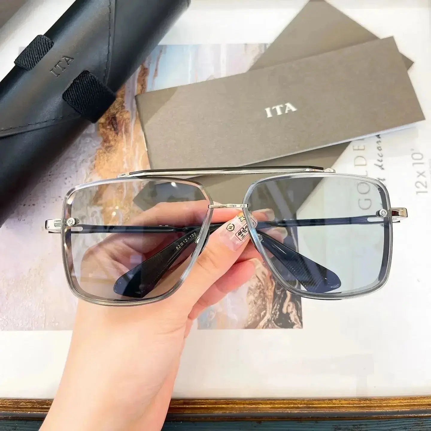 Original ADITA DTS121 MACH SIX titanium Fashion Vintage Men Sunglasses Top Quality Classic Square Luxury Women Couple Eyewear - Suncollections