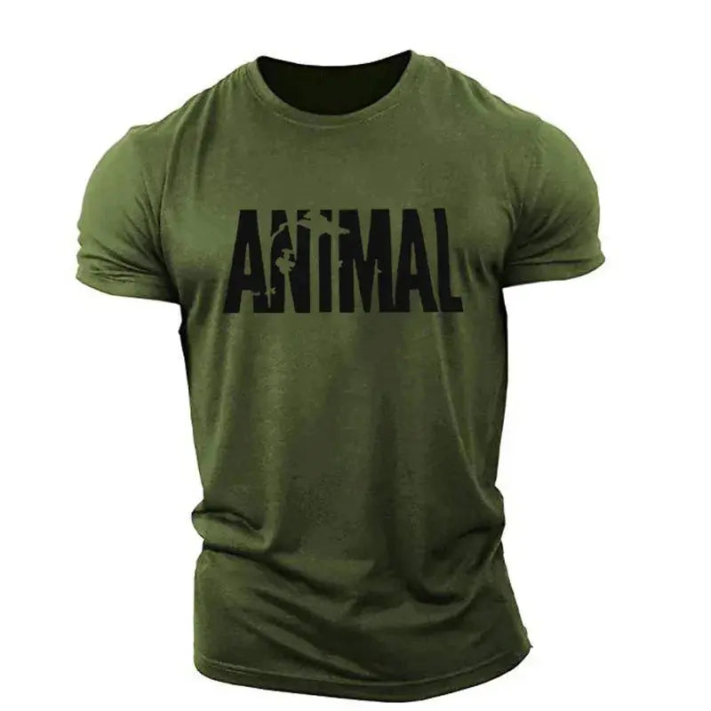 Animal Letter Minimalist Style Fashion Men's T-shirts Short Sleeve O-Neck Sportswear Oversized Gym Tops Street Men Women T Shirt Suncollections