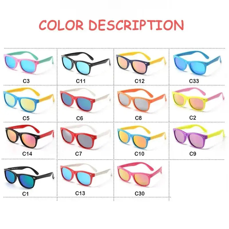 New Polarized Kids Sunglasses TR90 Silicone Boys Girls Sun Glasses Children Baby Outdoors Goggle Shades Eyewear UV400 Age 3-12 - Suncollections