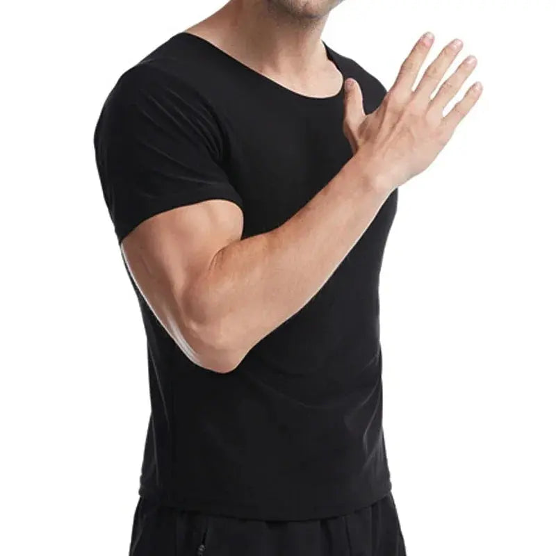 Sauna Sweat Shirt for Men Short Sleeves Body Shaper Gym Exercise Fitness - Suncollections