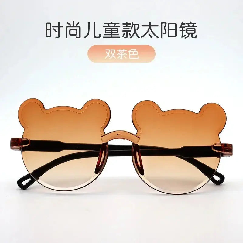 Fashionable New Outdoor Travel Skiing Sunglasses Cartoon Bear Sunglassess for Boy Girl Children Rimless Casual Sunglasses UV400 - Suncollections